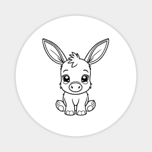 Cute Baby Donkey Animal Outline Magnet